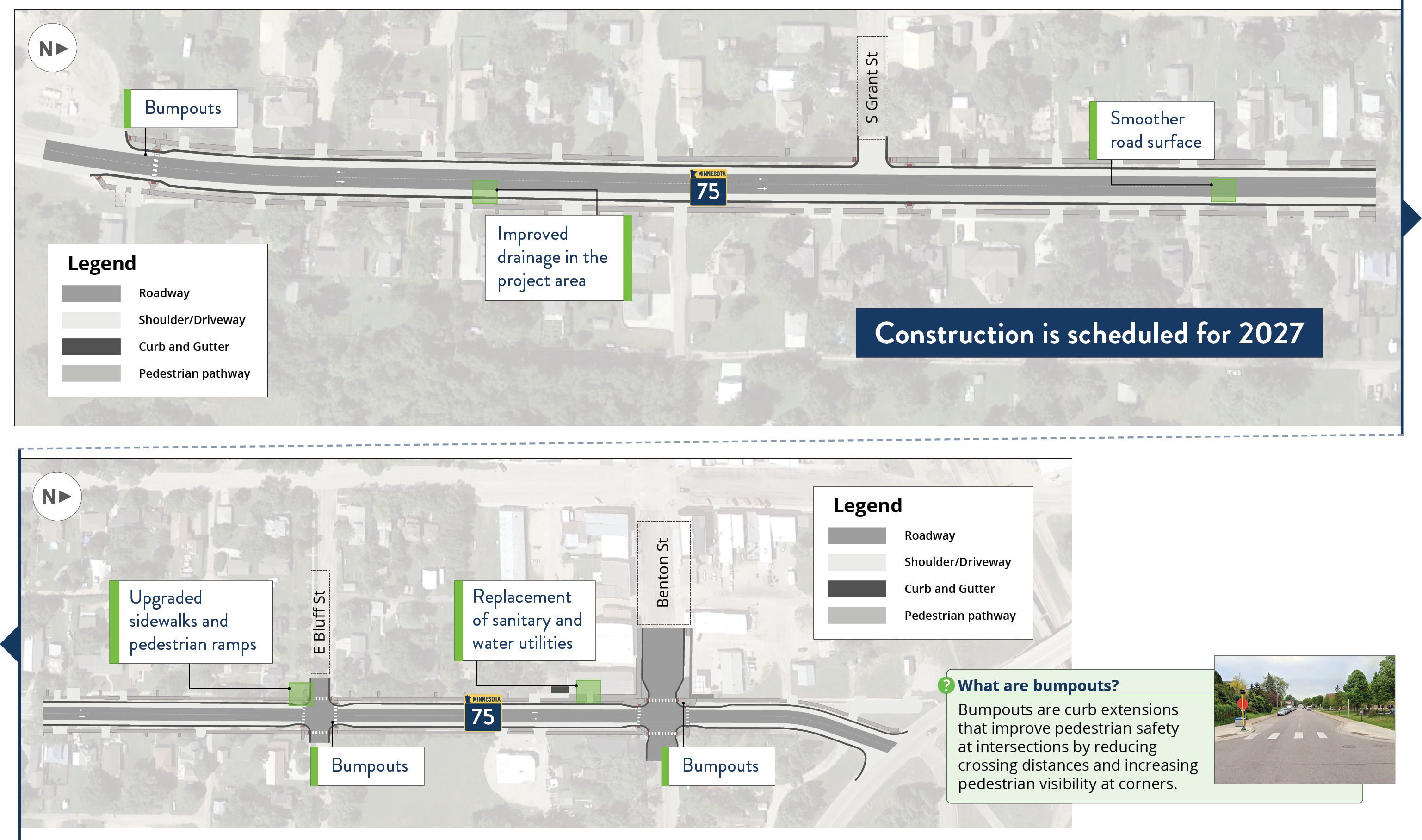 Rendering of how the reconstructed roadway will appear in the project area